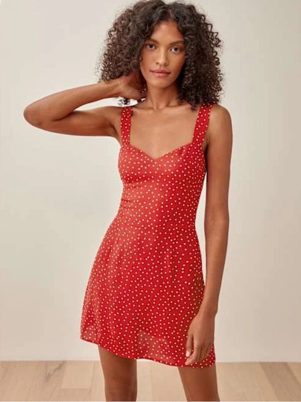 Reformation Humphrey Red Polka Dot Minidress In Ditty